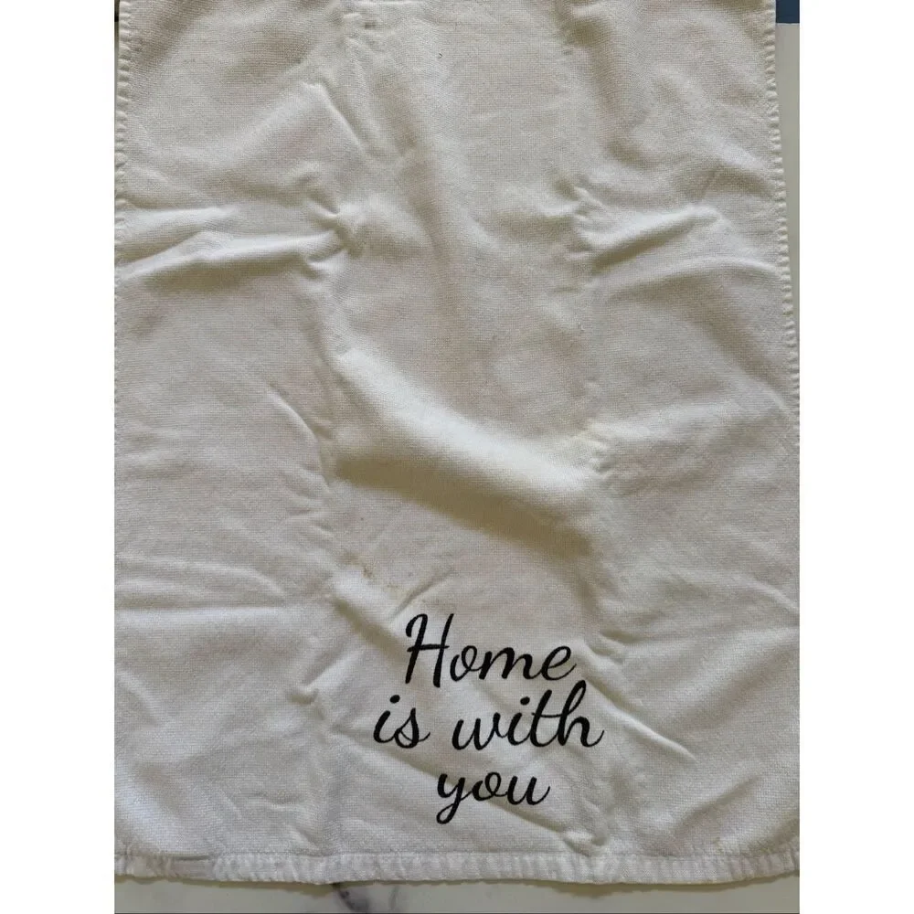 3 kitchen tea towels homemade knit cottage Home is with you rooster country